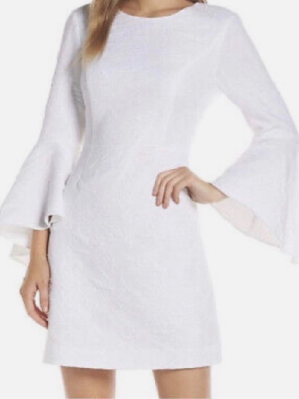 Lilly Pulitzer Kayla Stretch Dress with Bell Sleeves Shift Dress - White